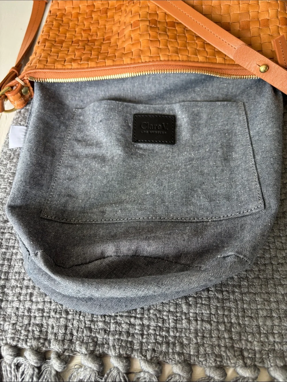 Clare V Petite Jeanne Woven Bucket Bag in Natural - Picture 9 of 12